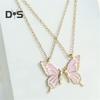 2Pcs/Set Friendship Necklace Meaningful Bright Luster Adjustable Extension Chain Decoration Gift Best Friend BFF Sister Butterfly Pendant Necklace