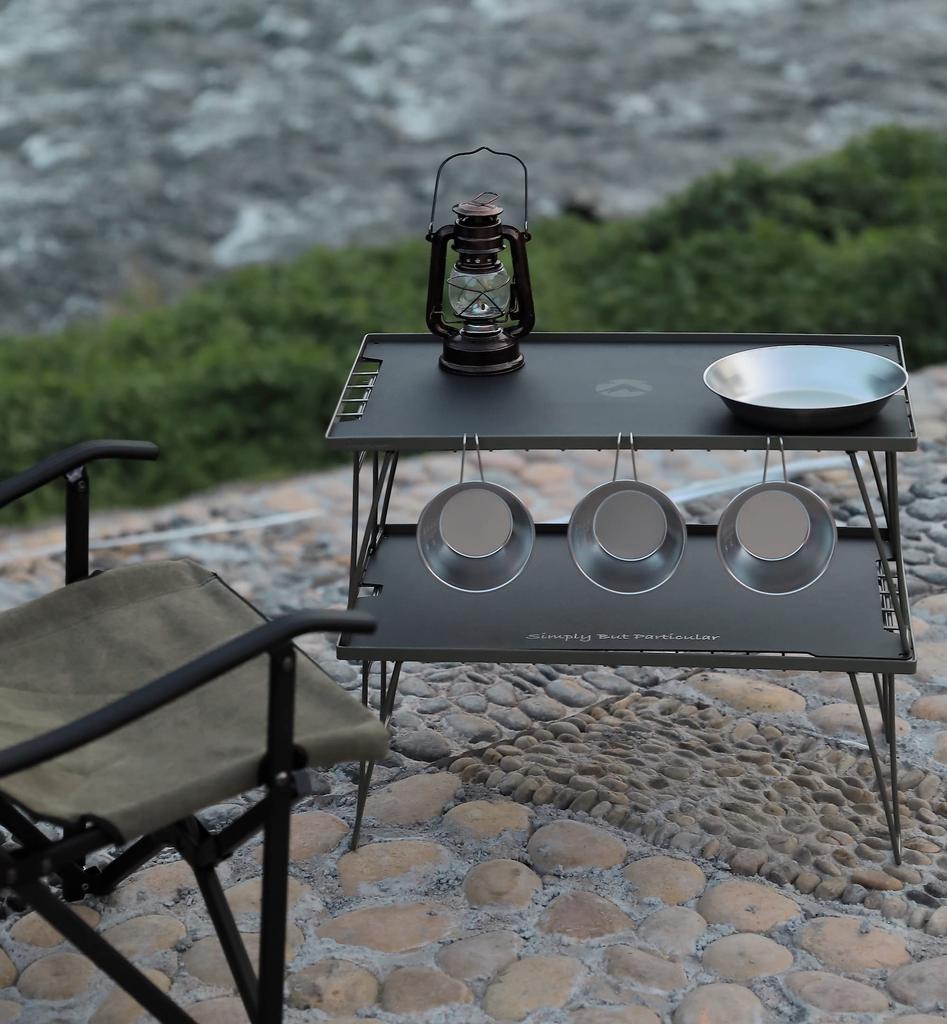 Кемпинговая стойка Moon KAHKI Field Rack цвета хаки, складная стойка из стали с сумкой для хранения, 2 из 2 алюминиевых верхних пластин (КЕМПИНГ ЛУНА) T-233 шт/комплект