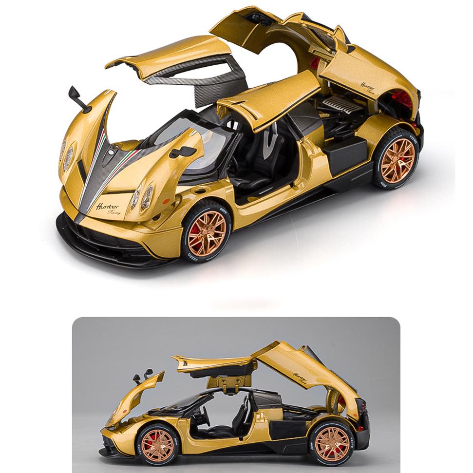 Масштаб 1/22 Huayra Dinastia Supercar, литая под давлением модель автомобиля, игрушечный автомобиль с выдвижным механизмом, звуком и светом для детей, коллекция подарков для мальчиков и девочек
