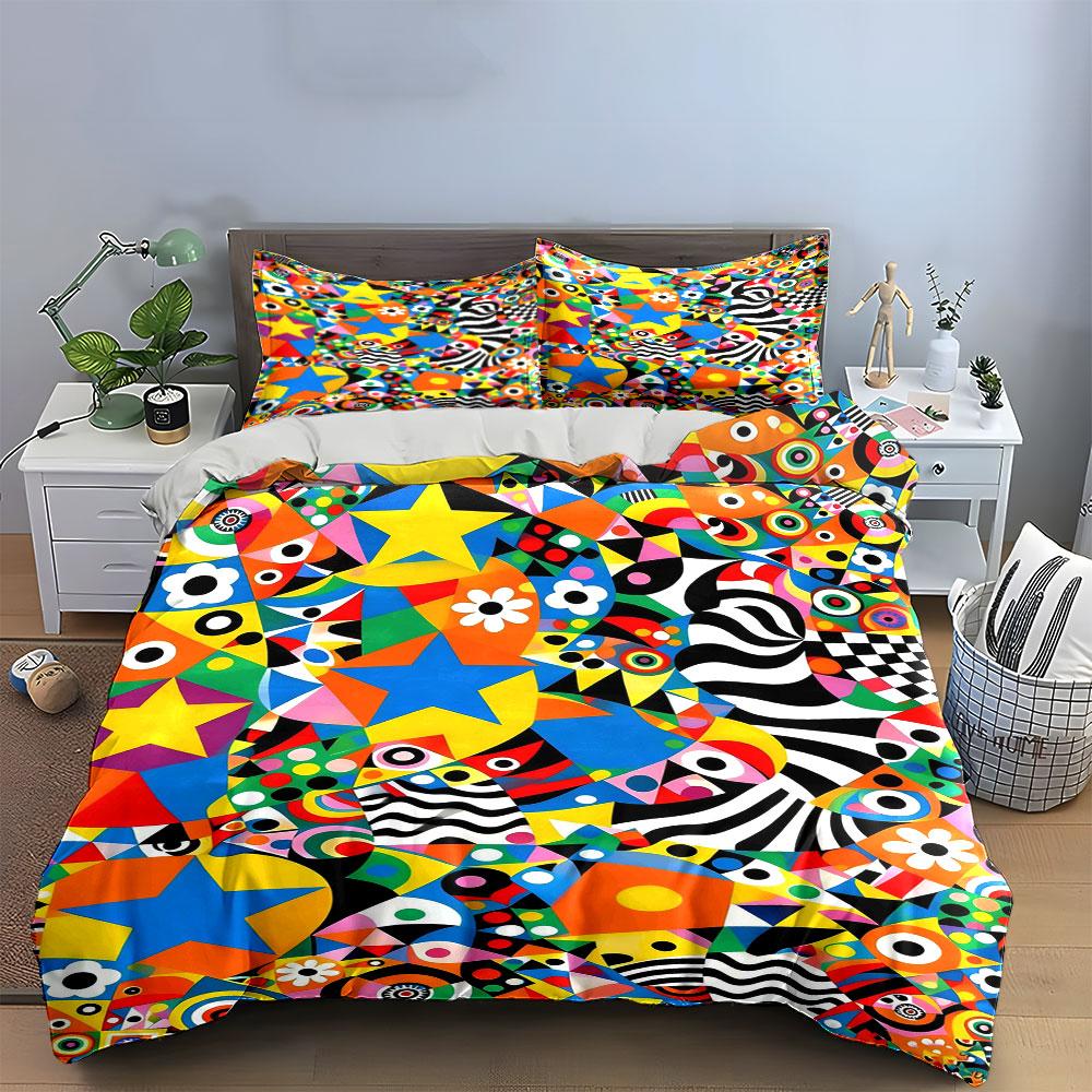 Stars, flowers, stripes, circles. Bedding sets Duvet cover sets Duvet covers Pillowcases(1 * Duvet Cover 2 * Pillowcases without duvet insert)