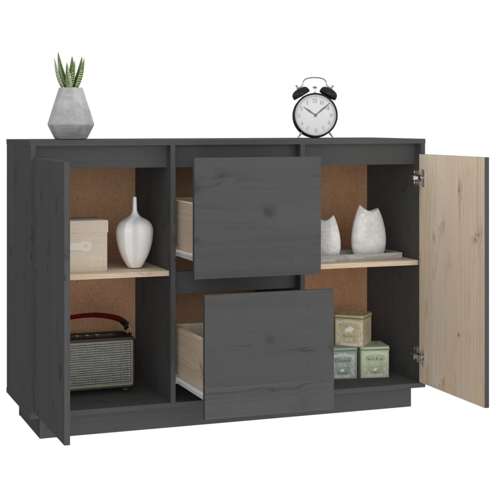 vidaXL Sideboard Grau 111x34x75 cm Massivholz Kiefer