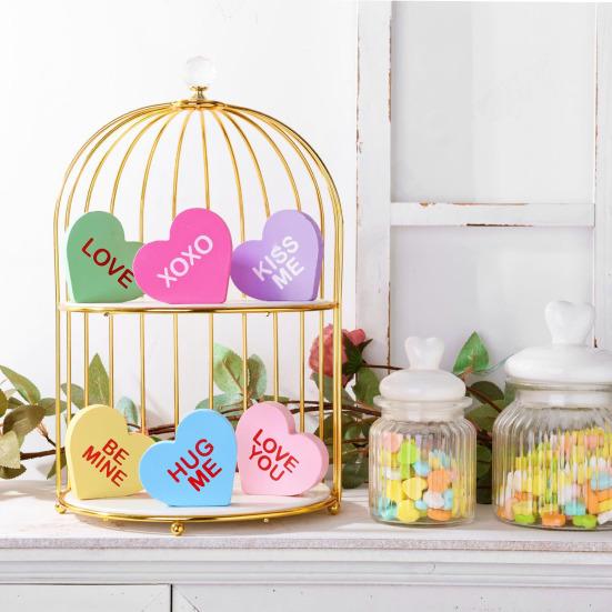 6 шт./компл. День святого Валентина, украшение в виде сердца, деревенский дом, форма сердца, табличка на стол, многоярусный поднос, центральный элемент, украшение для рабочего стола