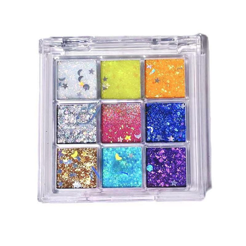 Палитра теней для век MGL Shiny Sequined из 9 цветов — стойкие блестки для Дня защиты детей и выступлений на сцене.