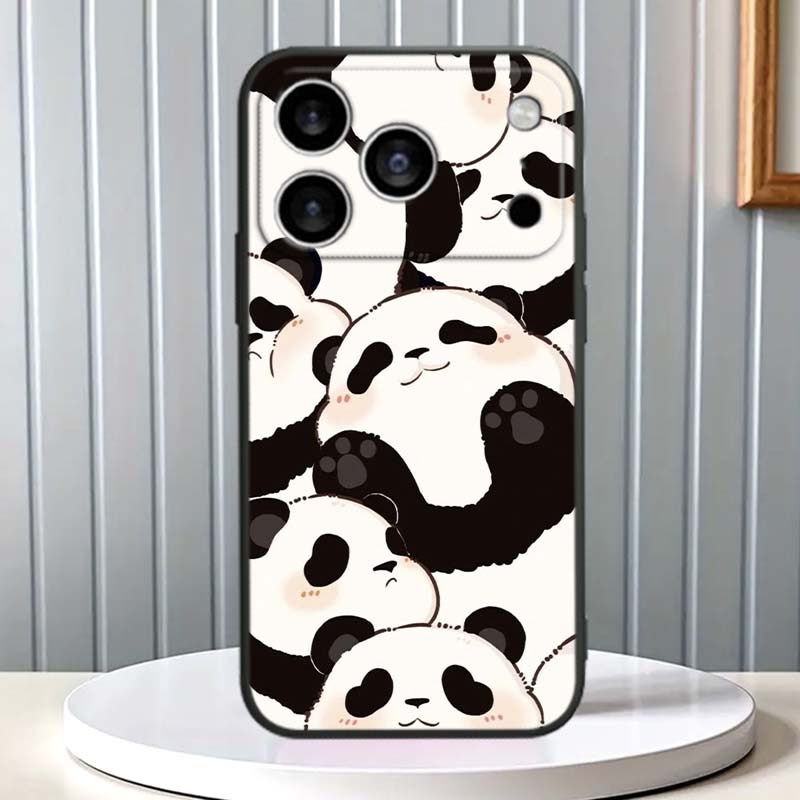 Мультяшные Животные Милый Чехол Для Телефона Для Apple iPhone 17 16 16E 15 14 13 12 11 Pro Max Plus Черный Мягкий Силикон