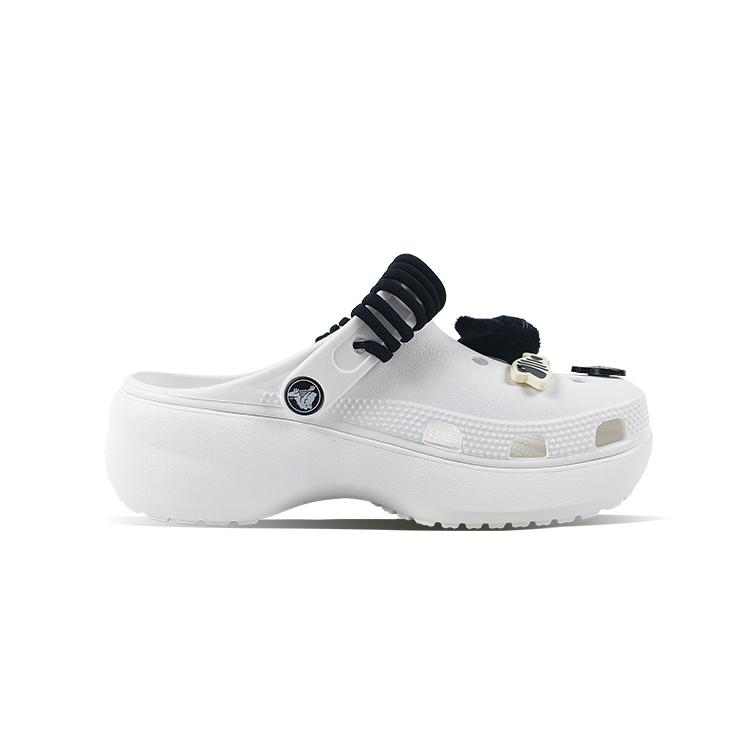 Crocs Классические сабо на платформе из ЭВА с ручной росписью «Черный кот», милые и универсальные, классический нишевый кампусный стиль, обувь с отверстиями, унисекс, белые