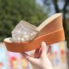 Women Slippers Outdoor Summer Wedge Sandals For Women Mesh Sequin Slide Sandalias Mujer Verano Beach Slides Platform Slippers
