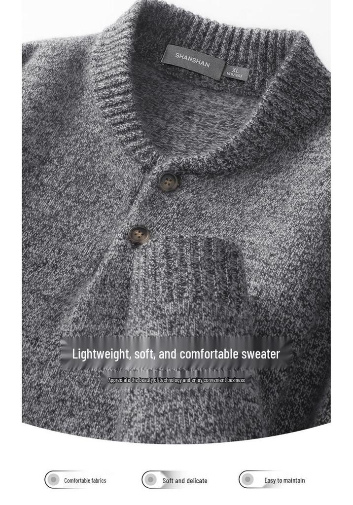 SHANSHAN Men's Merino Blend Warm Crew Neck Pullover Sweater