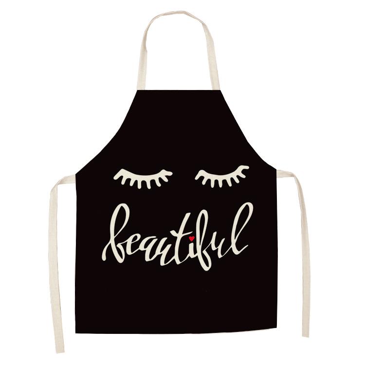 Eyelash Printing Apron Clean Art Sleeveless Home Kitchen Cooking Apron Chef Clothing Cotton Linen Bib for Adults