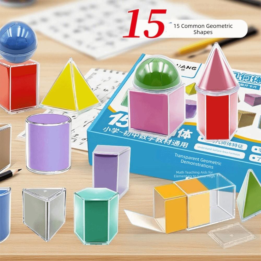 12/15PCS Multicolor Math Toys Cube Cuboid Cylinder Cone Teaching Toys Interactive Learning