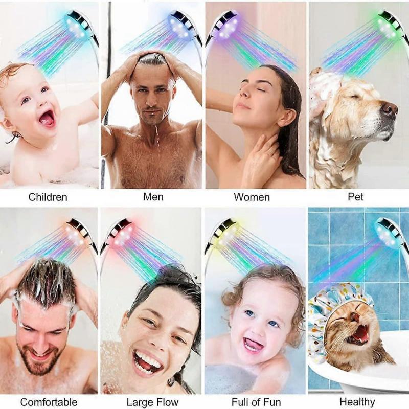 LED Shower Head with 7 Changing Colors, Illuminated Handheld Shower Head for Bathroom