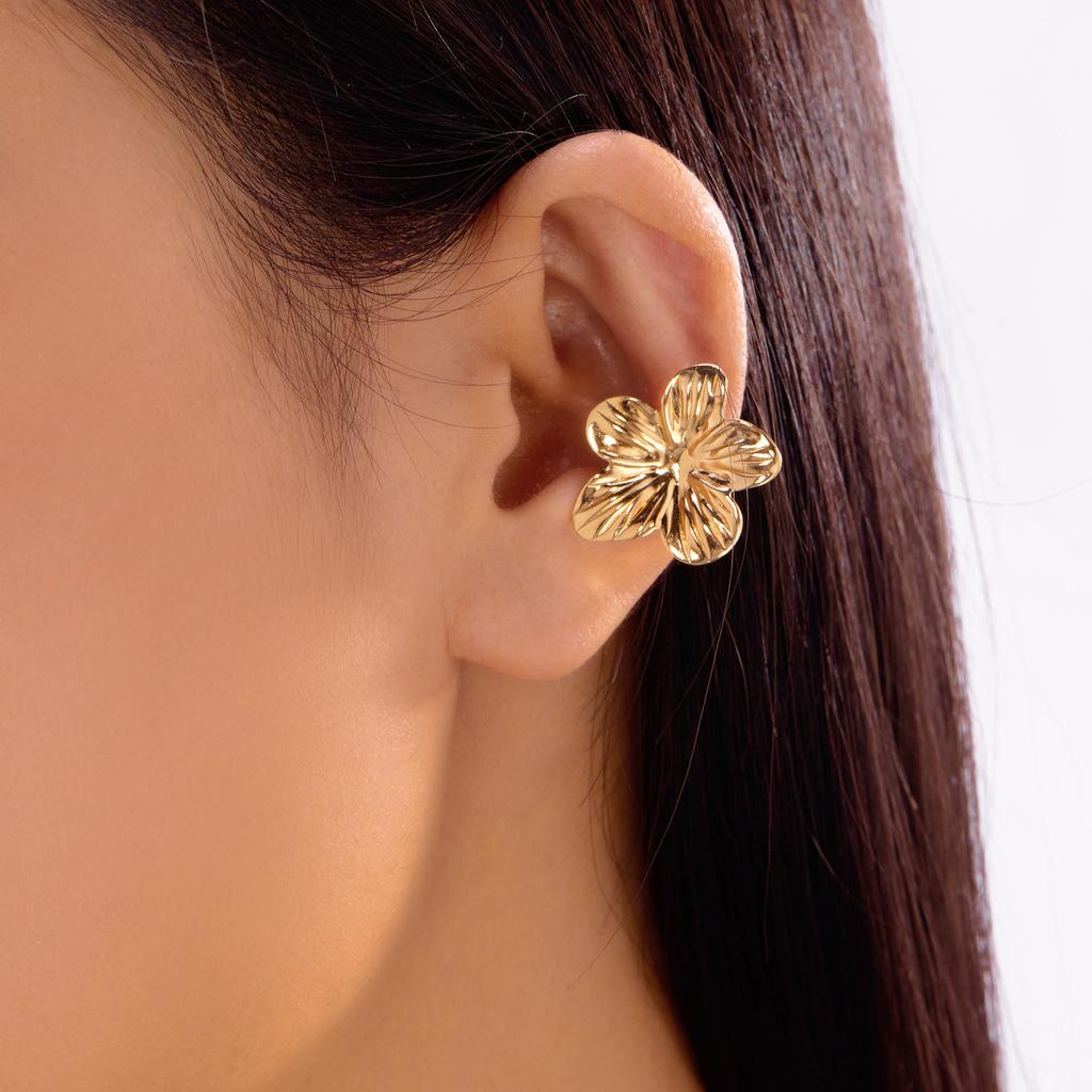 Серьги-каффы в виде морской звезды, клипсы для козелка уха для женщин, простые серьги-клипсы в виде ракушки с цветочным узором, для ушей без проколов, костяное кольцо, клипса для уха, подарок с цирконом для пляжного отдыха