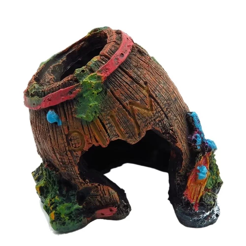 Аквариум Искусственная Бочка Пещера Смола Украшения Декорации Ландшафтные Аксессуары Для Аквариума Аквариумные Декоративные Принадлежности