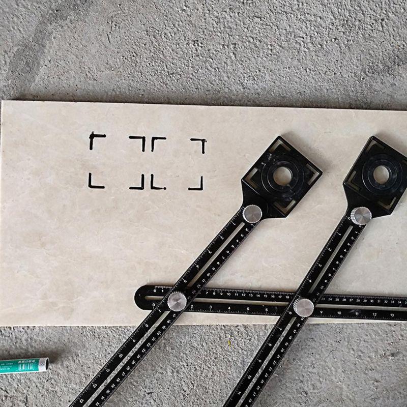 High Performance Adjustable Ceramic Tile Hole Open Locator Ruler Cutter Guide Tools Aluminum Alloy Lightweight Measurer