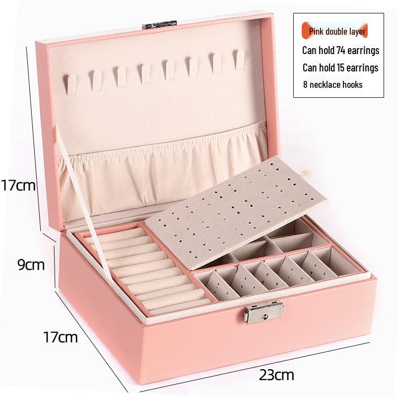 Двухслойная шкатулка для хранения сережек, ожерелий и колец