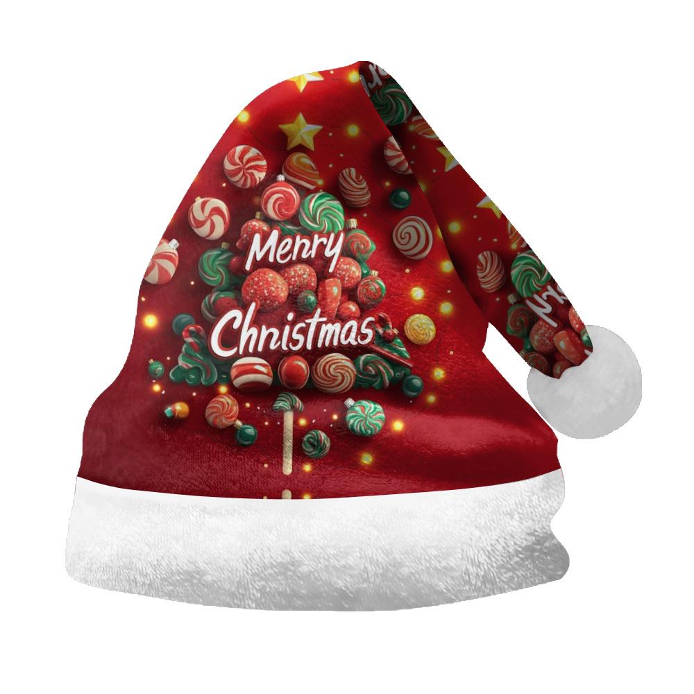 2024 Новая плюшевая бархатная двухсторонняя флисовая рождественская шапка для взрослых и детей - Счастливого Рождества, индивидуальный дизайн