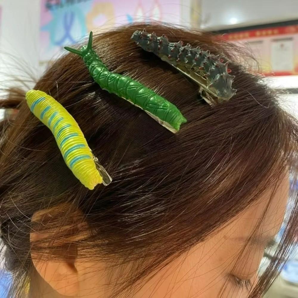 6/12Pcs Creative Caterpillars Hair Clips Prank Halloween Hair Claw Holiday Pranks