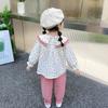 Girls Top Pants Two-piece Round Neck Sweater Long Sleeve Pants Set