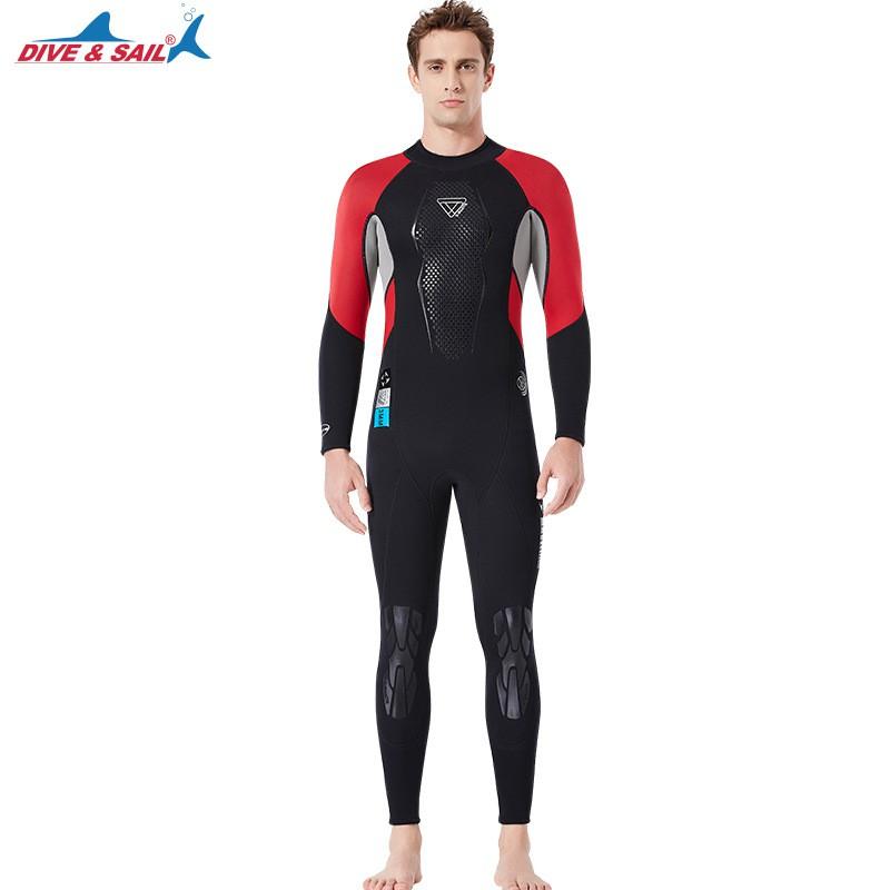 3MM Wetsuit Men's Wet One-piece Thermal Long-sleeved Waterproof Female Snorkeling Swimsuit