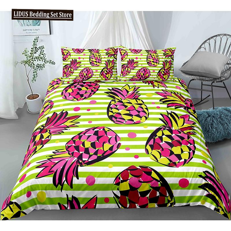 Fruit 3D Pineapple Fruit Pattern Duvet Cover Set King Queen Size Bedding Sets With Pillowcase For Boy Girl Polyester Bedding Set