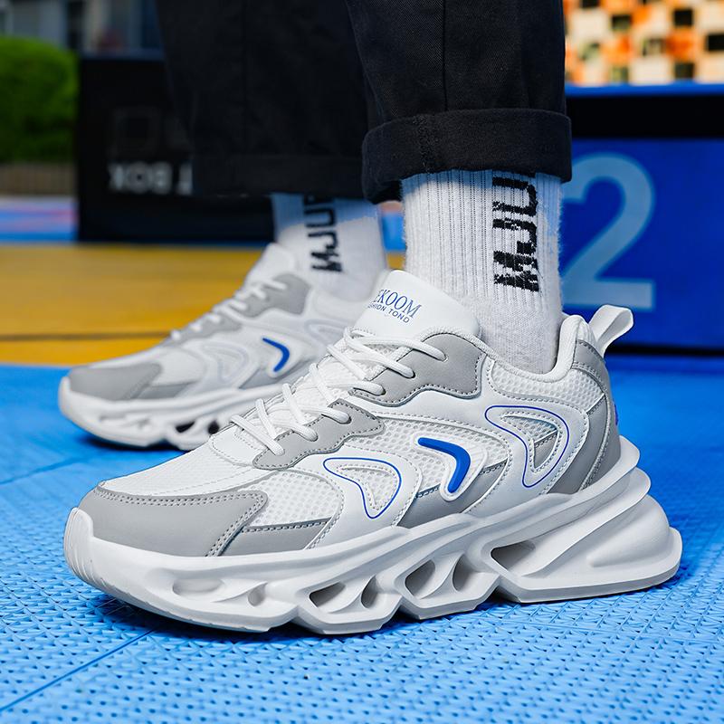 New Summer Men'S Shoes Breathable Running Shoes Lightweight Lace-Up Non-Slip Sports Tennis Shoes Fashionable Blade Sneakers