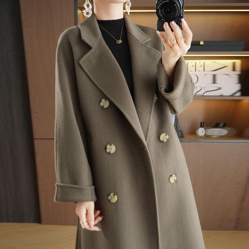Женское пальто из 100% шерсти TIDENOVEL Осеннее шерстяное длинное пальто Ручной работы Пальто-бушлат Зимняя теплая шерстяная длинная куртка Пальто