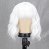 MISS WIG Женская мода Короткий волнистый парик с челкой Синтетическое волокно Чистый белый волнистый парик Косплей Одежда для вечеринок на Хэллоуин