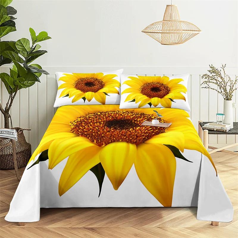 Lovers Room Bedding Set Bed Sheets and Pillowcases Bedding Flat Sheet Bed Sheet Set Sunflower Queen Sheet Set Gorgeous Girl