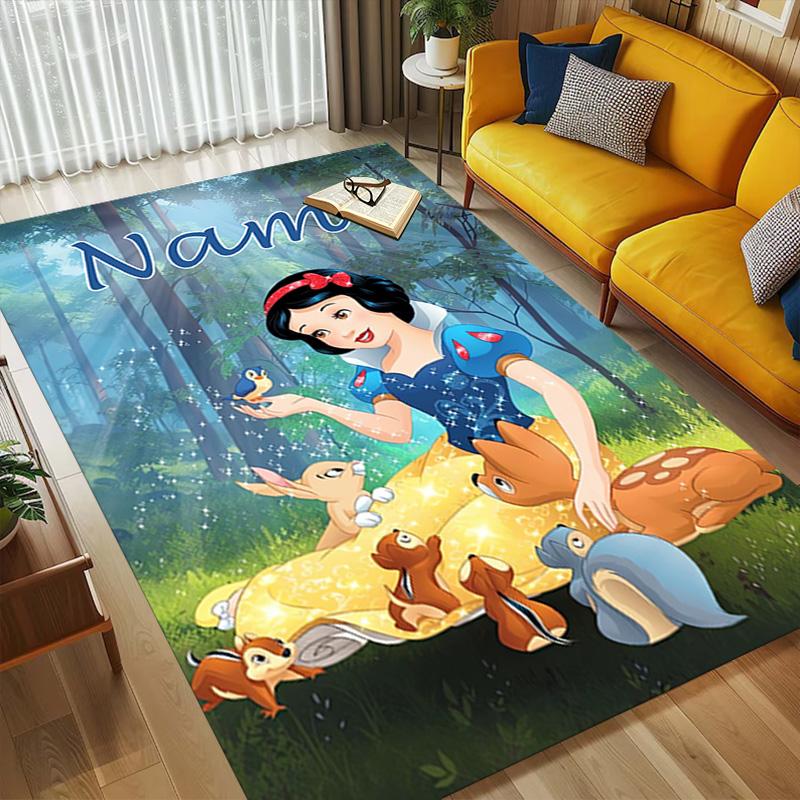 Personalized Name Forest Friends Living Room Non-Slip Area Rug Soft Carpet for Bedroom Kids Playroom Sofa Office Home Decor Doormat