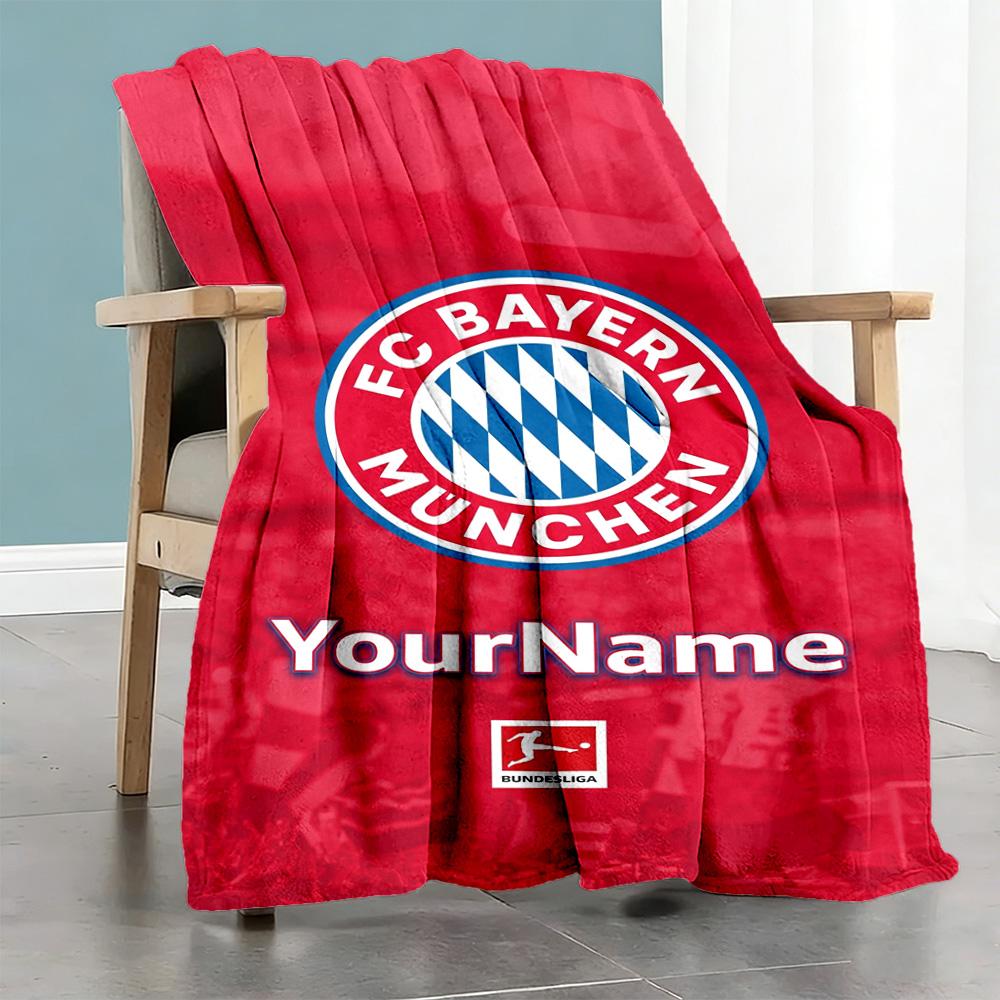 Fc Bayern München 2 Personalized Text Blanket Gift Customizable Blanket Durable Comfort Perfect for Office Bedding Bed Seaside All-Season Use