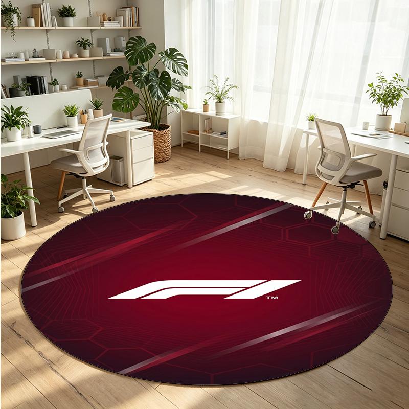 F1 Printed Round Crystal Velvet Rug Soft Non Slip Floor Carpet For Bedroom Holiday Gift
