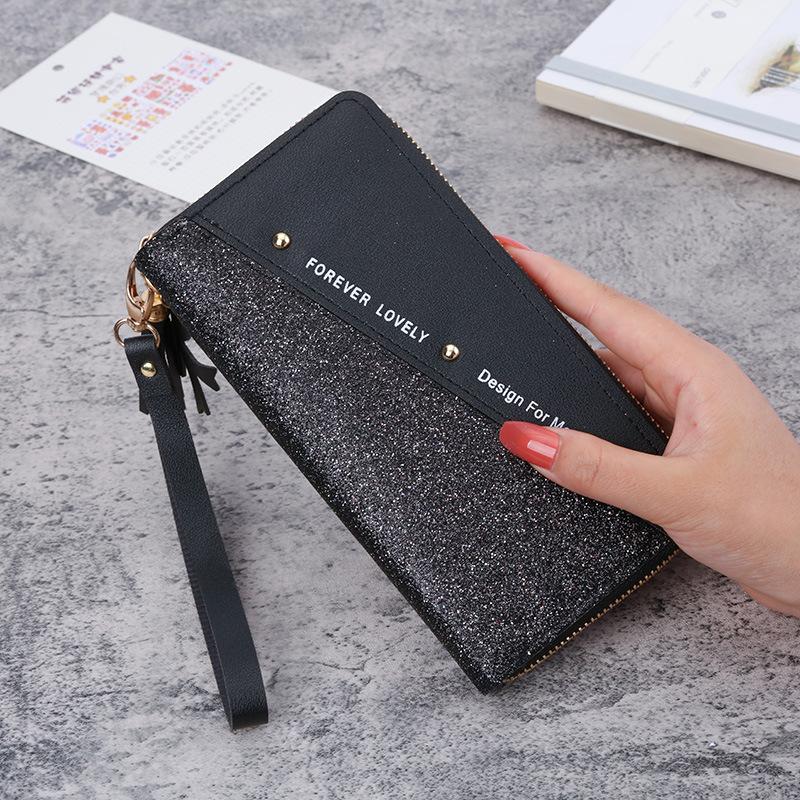 Fashion Women's Wallets Pu Leather Long Sequins Patchwork Glitter Wallet Coin Purse Female Wallets Girls Gifts