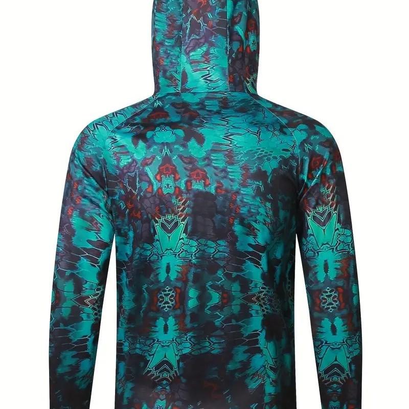 Outdoor Sports Men's Hooded Long Sleeve Casual Comfort Fishing Sports Top Sun Protection Insect Protection Digital Printing