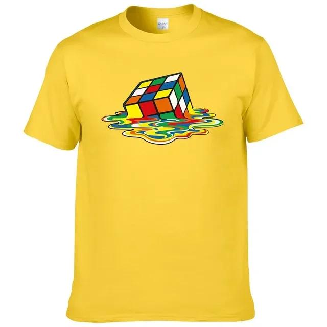 Summer Cotton T-Shirt Rubik's Print T Fun Fashionable T-Shirt Tops Unisex Men's Short Sleeve Cool European Size T-Shirt