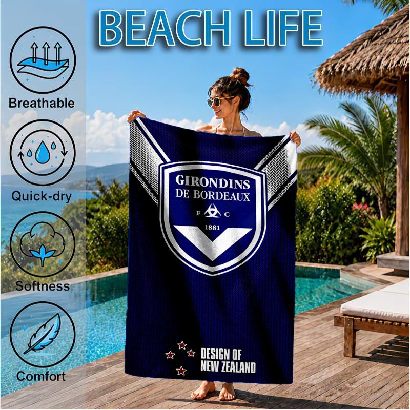 Giron-de Football Crest Printed Microfiber Beach Towel, Soft And Absorbent, Quick-Dry, Ideal for Summer Travel, Beach Essential, Swimming Pool