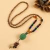Retro Versatile Men's and Women's Sweater Chain Long High-end Wooden Pendant Buddha Bead Necklace Pendant Cotton and Linen Accessories