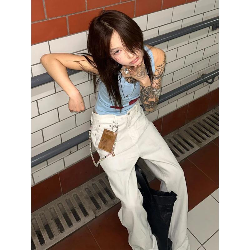 Винтажные майки с принтом Harajuku, женские укороченные топы без рукавов на молнии Y2k в стиле гранж, футболки в стиле ретро, ​​летняя верхняя одежда