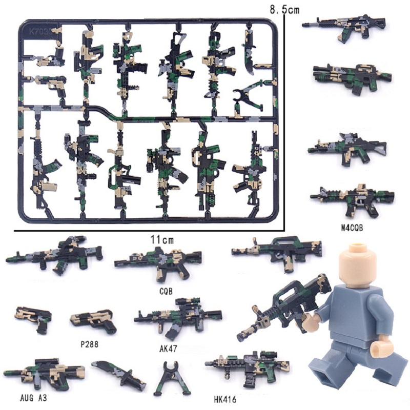 Оружие с камуфляжной печатью SWAT Specia Force, мини-фигурка, пистолет, строительные блоки, комплект, наборы кирпичей, модель оружия, детские игрушки