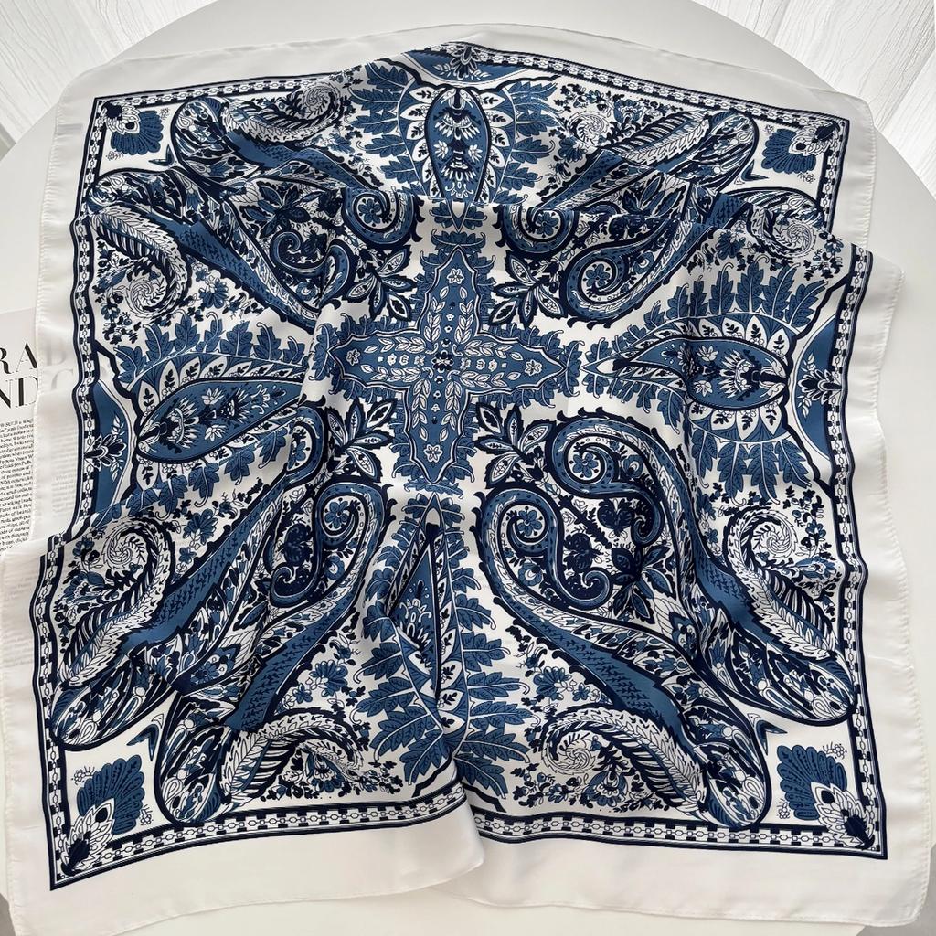 Floral Print 70cm Satin Headkerchief Women Luxury Design Neck Tie Scarf Female Hair Hand Wrist Foulard Shawl Hijab Bandana New