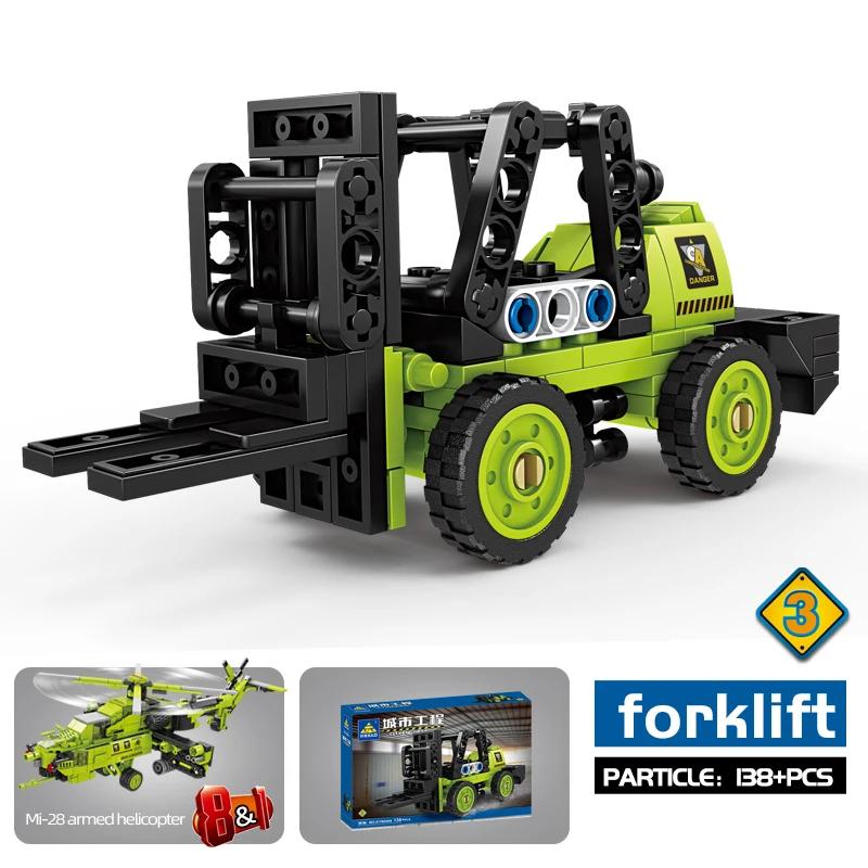 Конструктор 8 в 1 Ми 28 Вооруженный вертолет Городская инженерная машина Деформирующиеся кубики Игрушка для мальчиков Праздничные подарки для детей