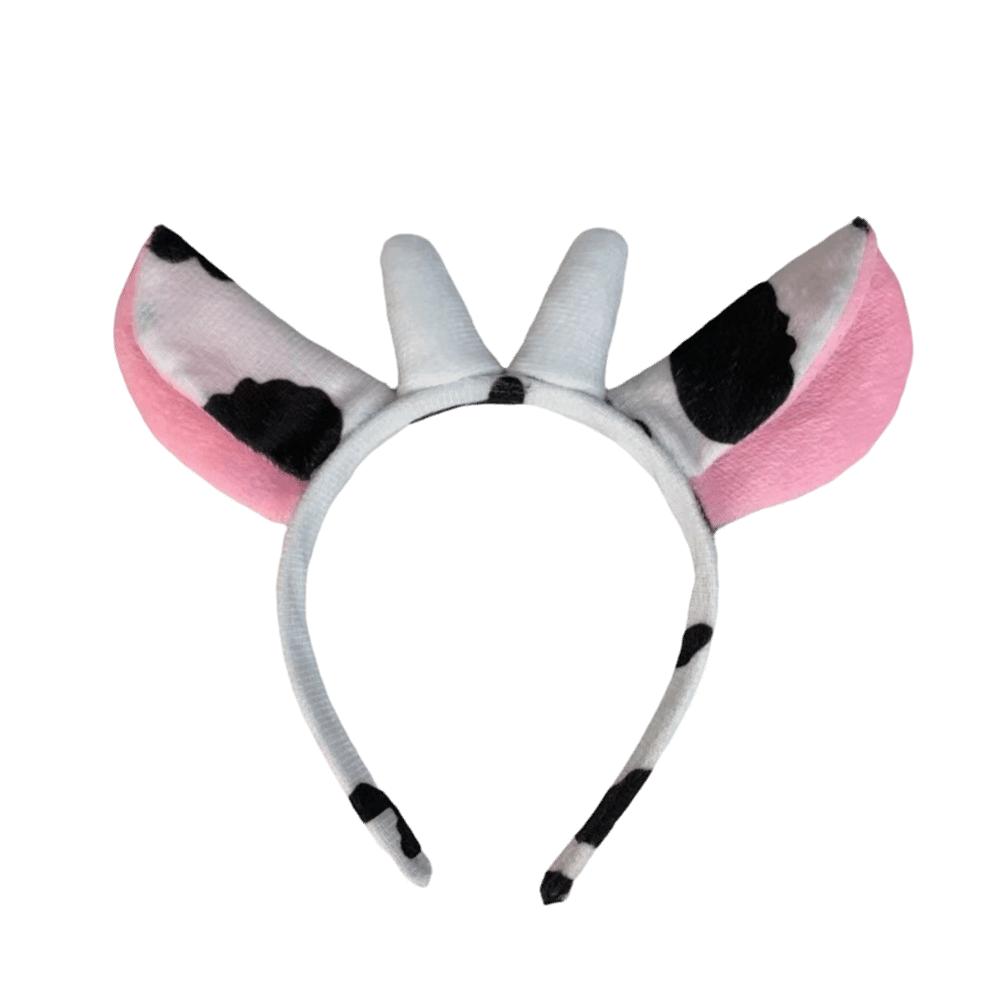 Hair-Pressing Animal Ears Hair Hoop Non-Slip Dairy Cow Hairband Funny Cow Horn Headband Photo Prop