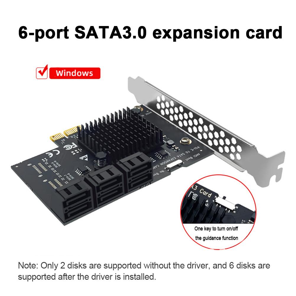 Desktop PCIe Adapter Card PCI Express 1X to SATA3.0 6 Port Riser PCI-E X1/X4/X8/X16 PCI-E Expansion Card