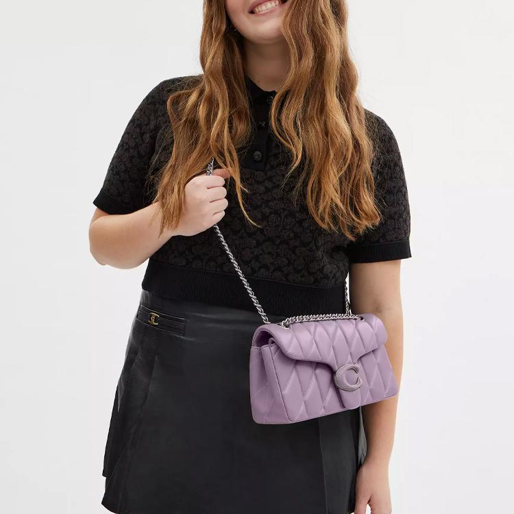 Coach Tabby 26 Logo Jacquard Quilted Flap Napa Leather Hobo Crossbody Bag Medium Women bags Light-Purple CP147-LHSF1