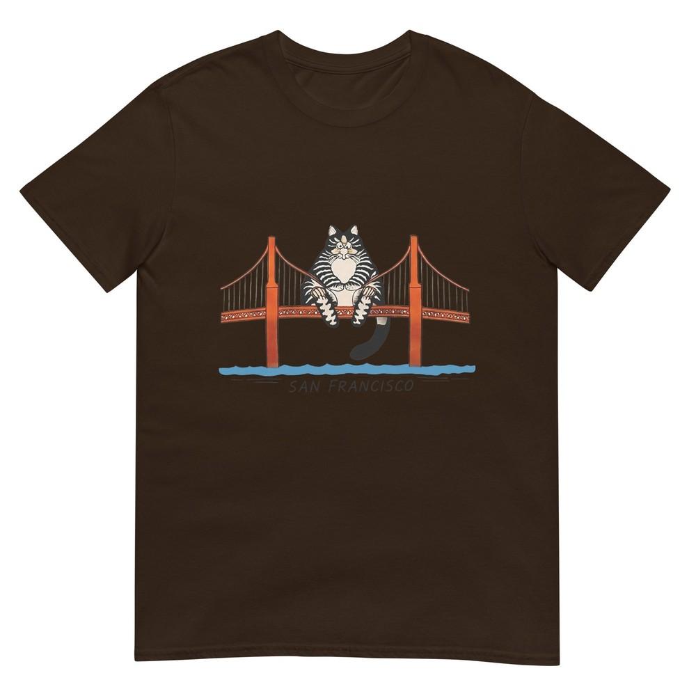 San Francisco Cat Golden Gate Bridge Book Lover Tshirt