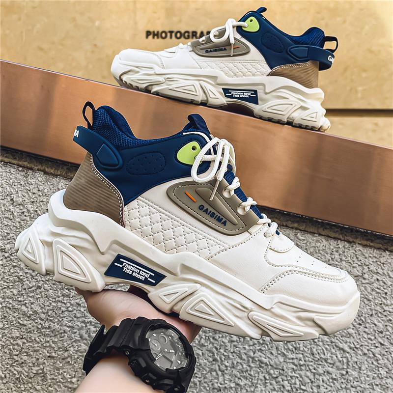 Autumn and winter new thick-soled leather dad shoes sports and leisure shoes