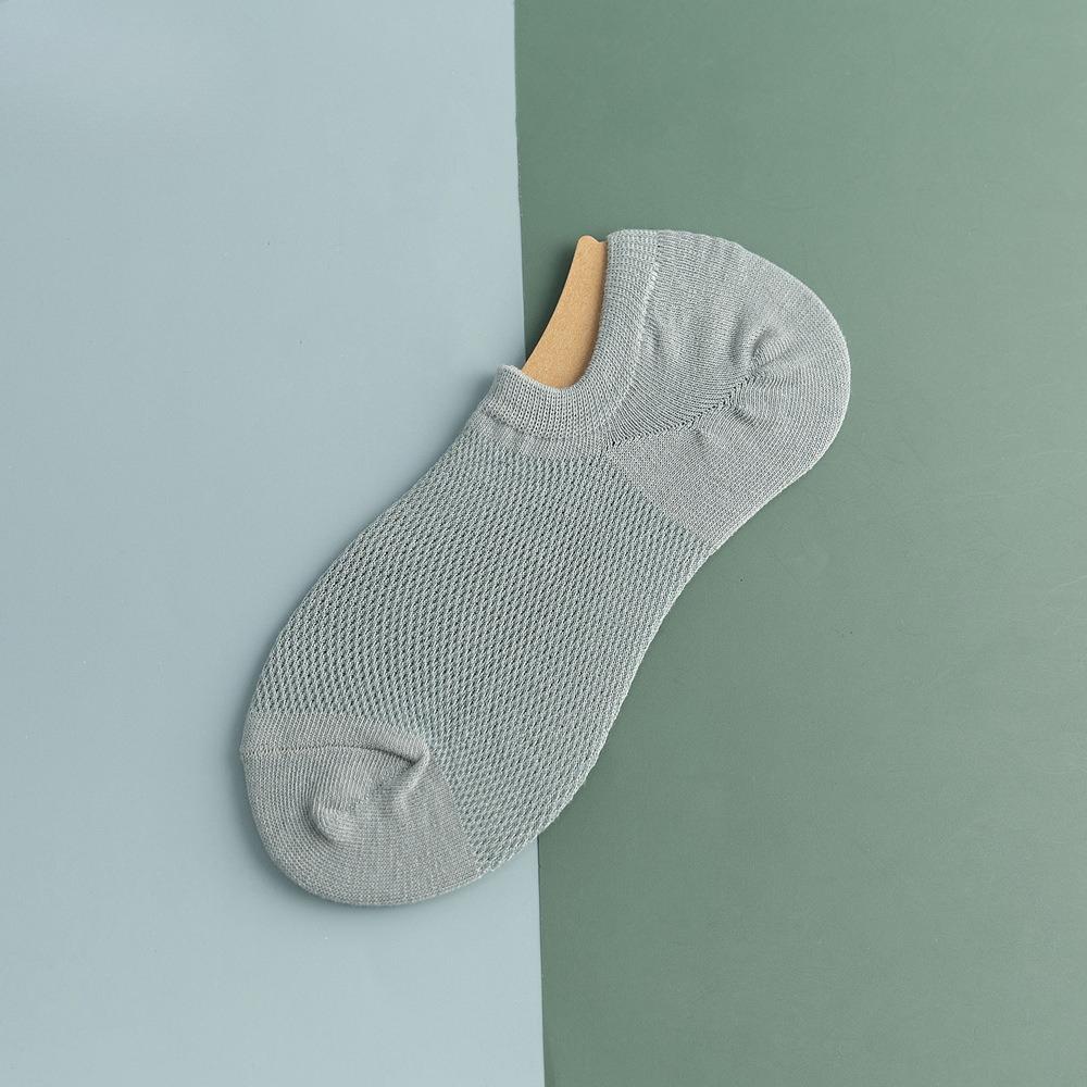 Мужские весенне-летние тонкие однотонные спортивные дышащие сетчатые носки-следки, которые не сползают