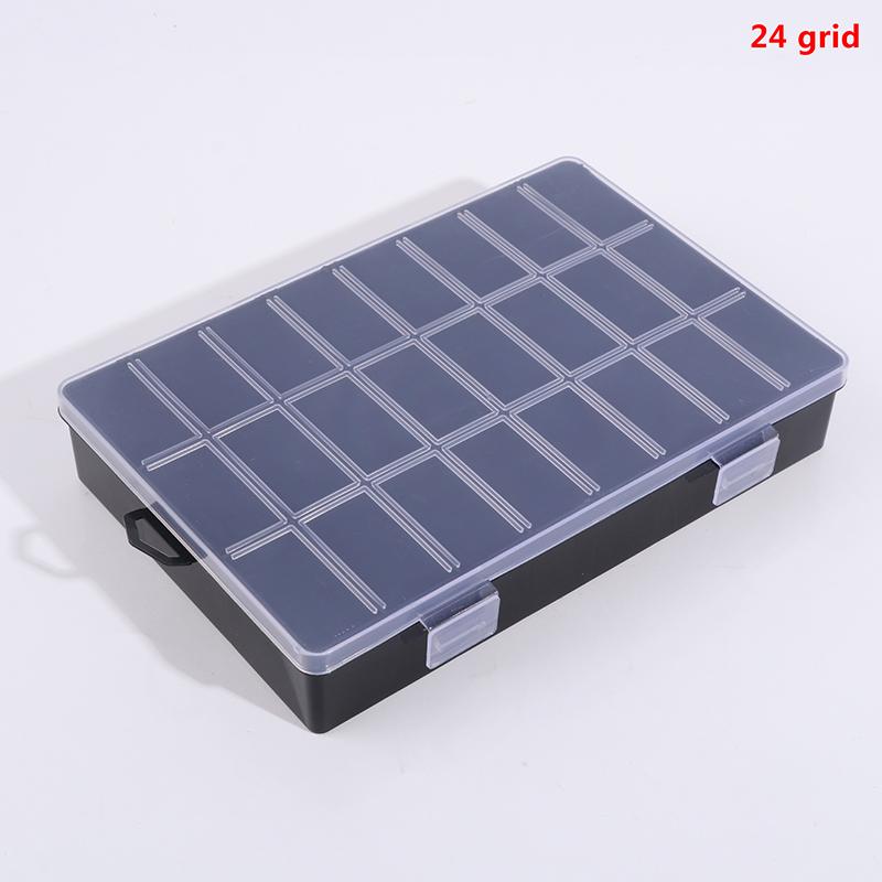 Clear Jewelry Box 24 Grids Plastic Bead Storage Container Earrings Organizer
