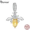 BAMOER Стерлингового Серебра 925 пробы желтая пчела подвесная бусина милая подвеска в виде насекомых Шарм для женщин ожерелье браслет