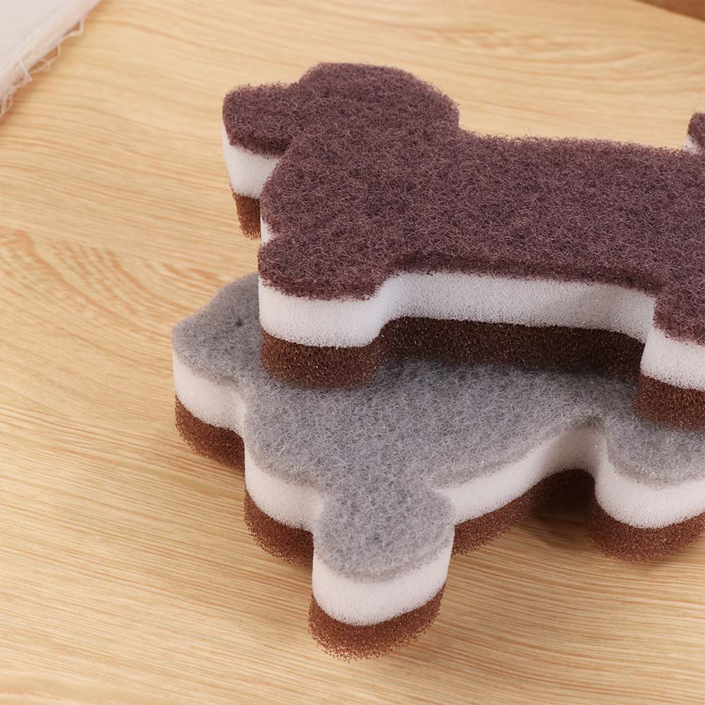 4pcs Non-Scratch Dog Shape Sponge Scrubber 3-Layer Puppy Sponge Rub Bathroom