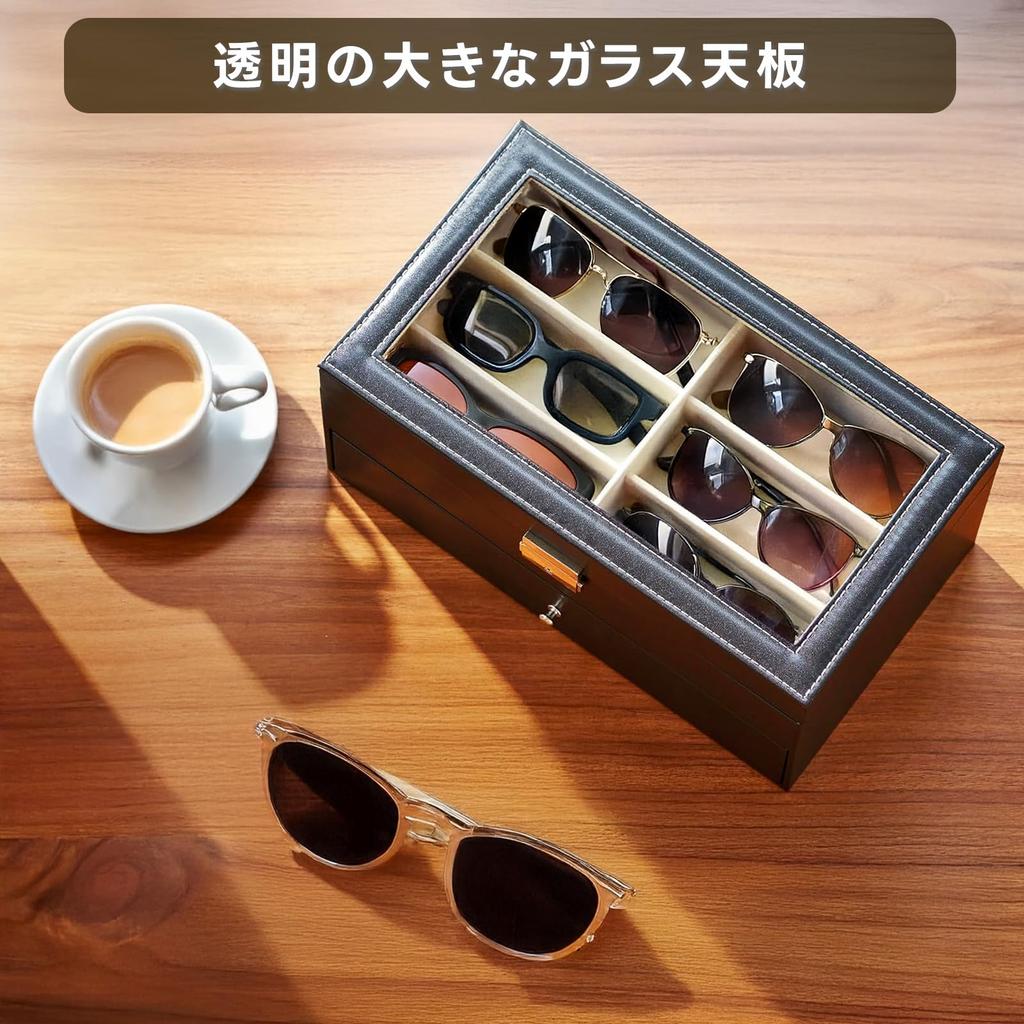 Mocamoro Чехол для солнцезащитных очков на 12 пар и ящик для хранения аксессуаров с прозрачной акриловой крышкой и ПУ чехол для организации и коллекции очков