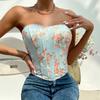 French Chic Sexy Floral Printing Bra Female Camis Diamond Fishbone Spicy Girl Tank Sleeveless Crop Top Women Clothes